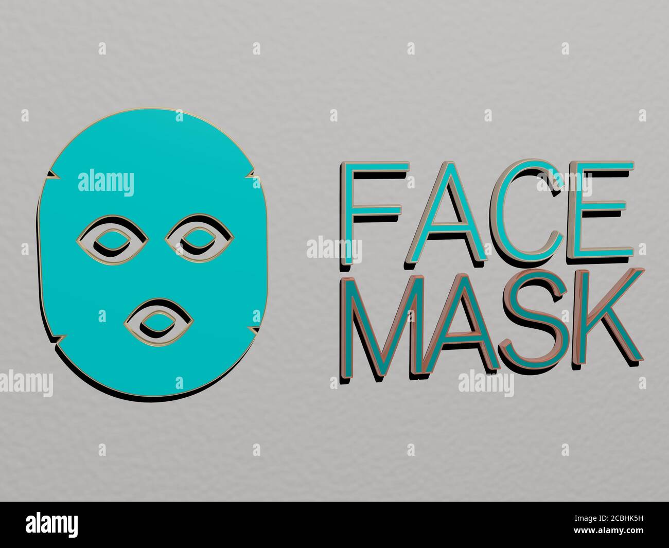 face mask icon and text on the wall - 3D illustration for background ...