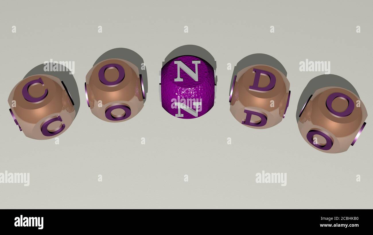 CONDO curved text of cubic dice letters - 3D illustration for apartment ...