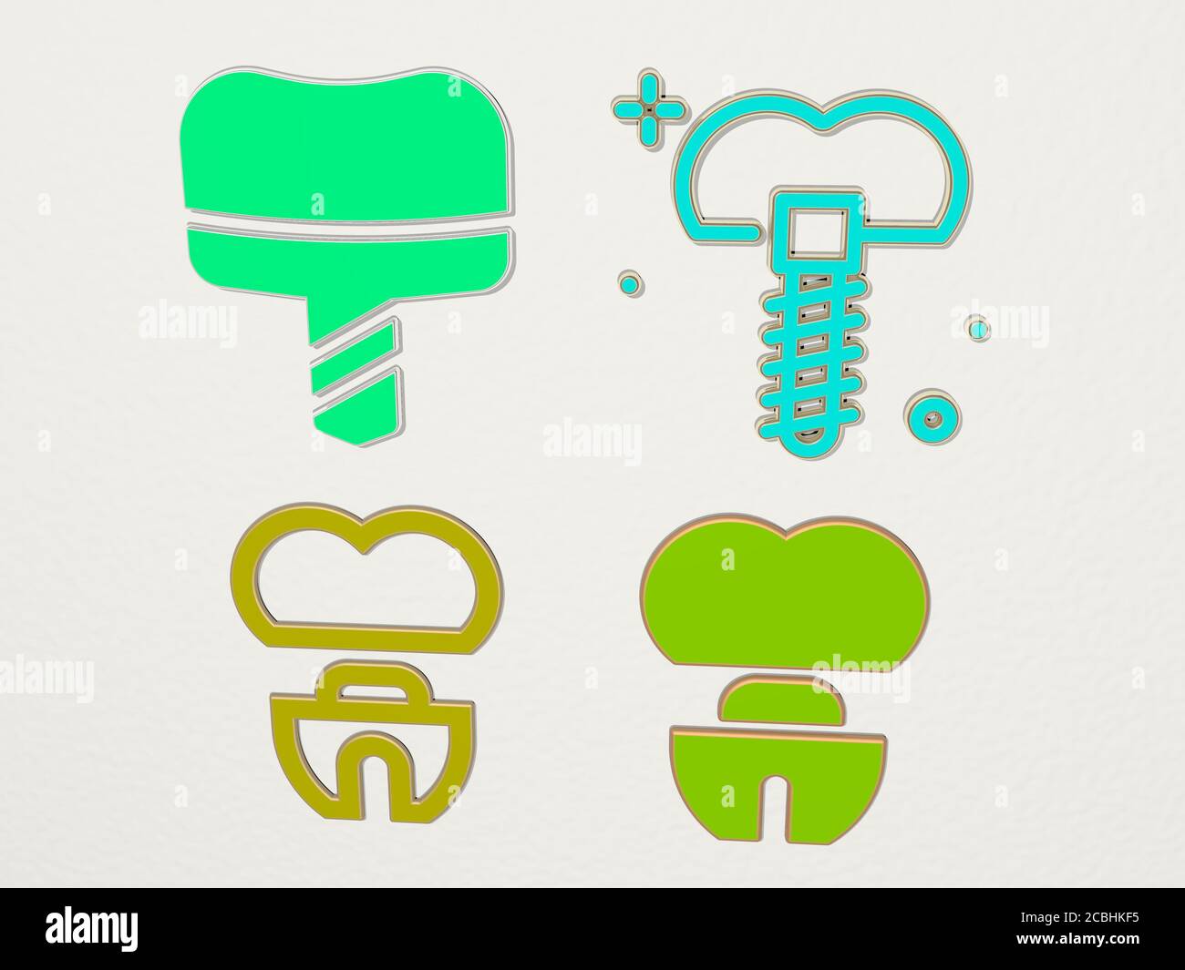 DENTAL IMPLANT 4 icons set - 3D illustration Stock Photo - Alamy