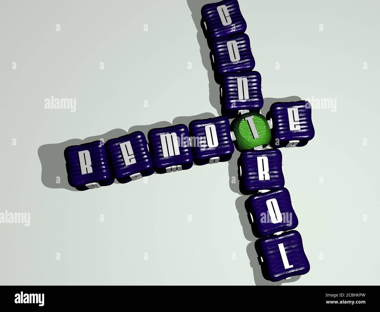 remote control crossword of colorful cubic letters 3D illustration