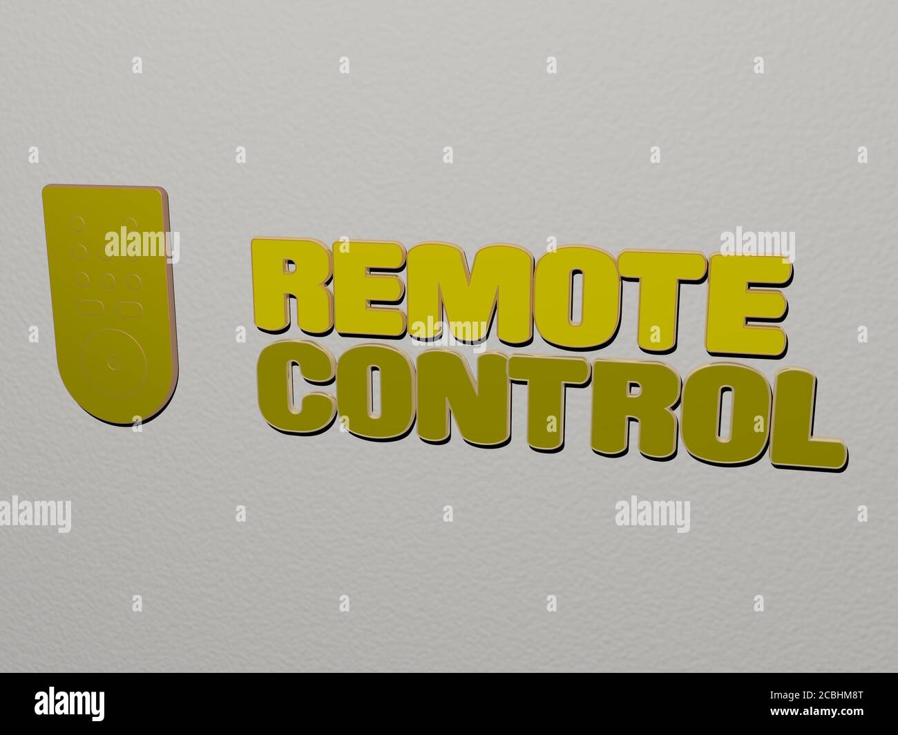 remote control icon and text on the wall - 3D illustration for ...