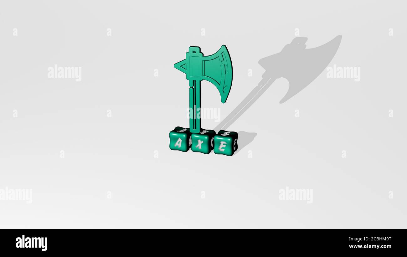 axe 3D icon object on text of cubic letters - 3D illustration for ...