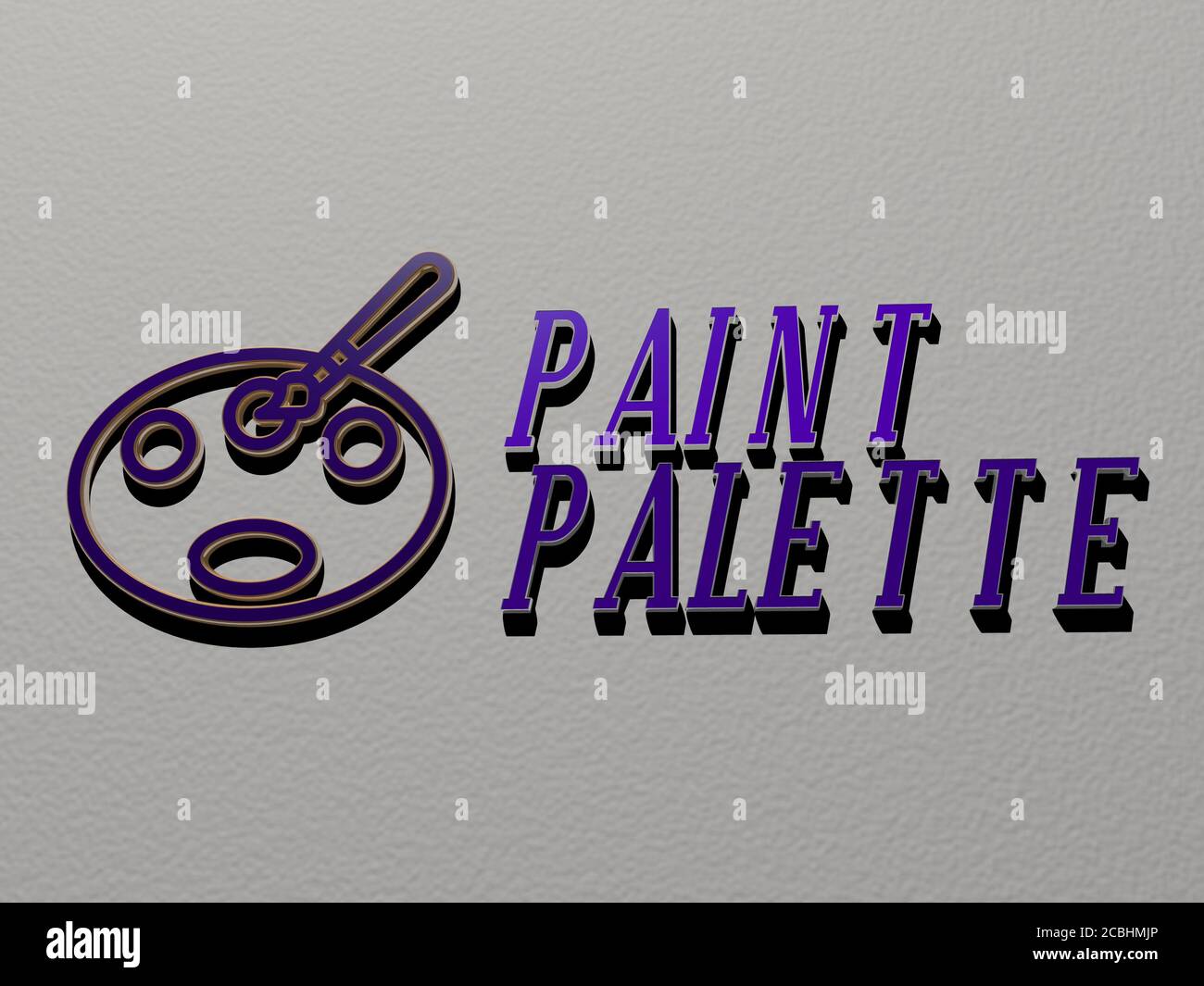 PAINT PALETTE icon and text on the wall - 3D illustration for ...