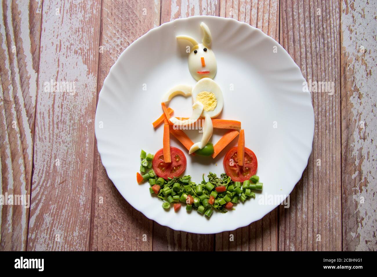 Food art breakfast in the shape of a  rabbit background Stock Photo