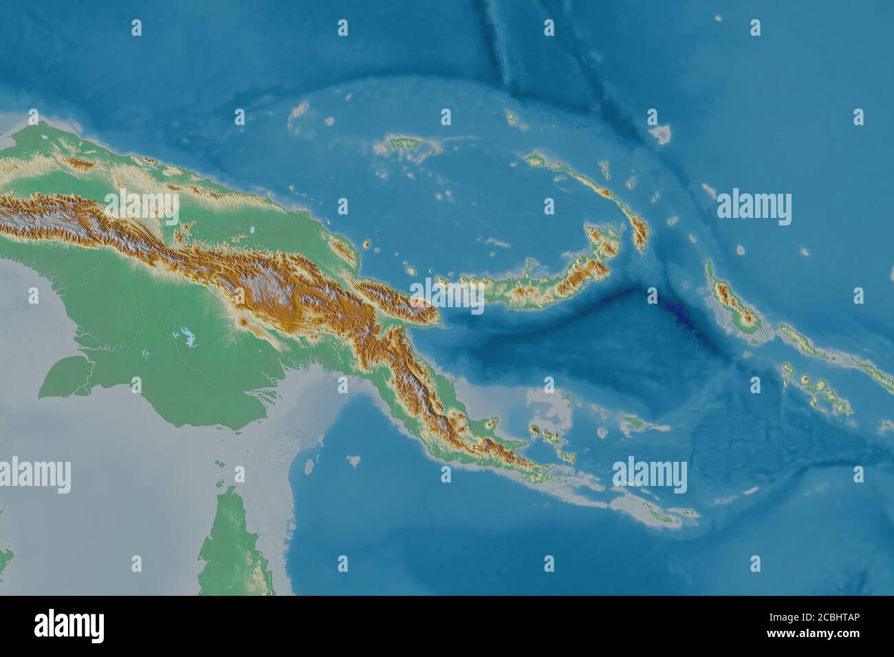 Papua New Guinea Topographic Map Extended Area Of Papua New Guinea. Topographic Relief Map. 3D Rendering  Stock Photo - Alamy