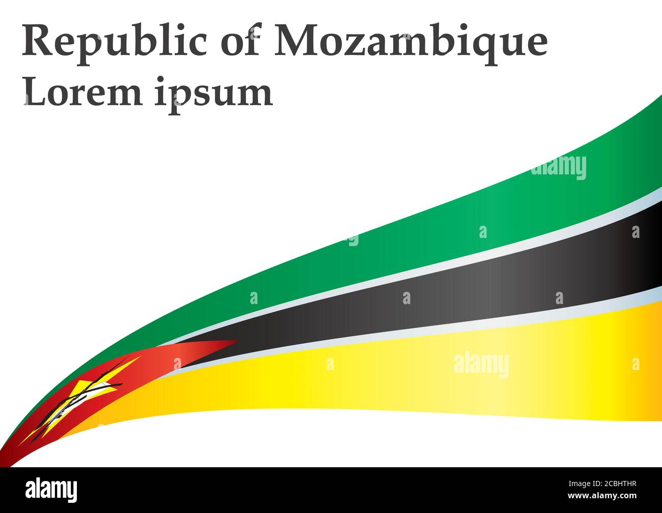 Flag of Mozambique, Republic of Mozambique. Template for award design, an official document with the flag of Mozambique. Bright, colorful vector illus Stock Vector