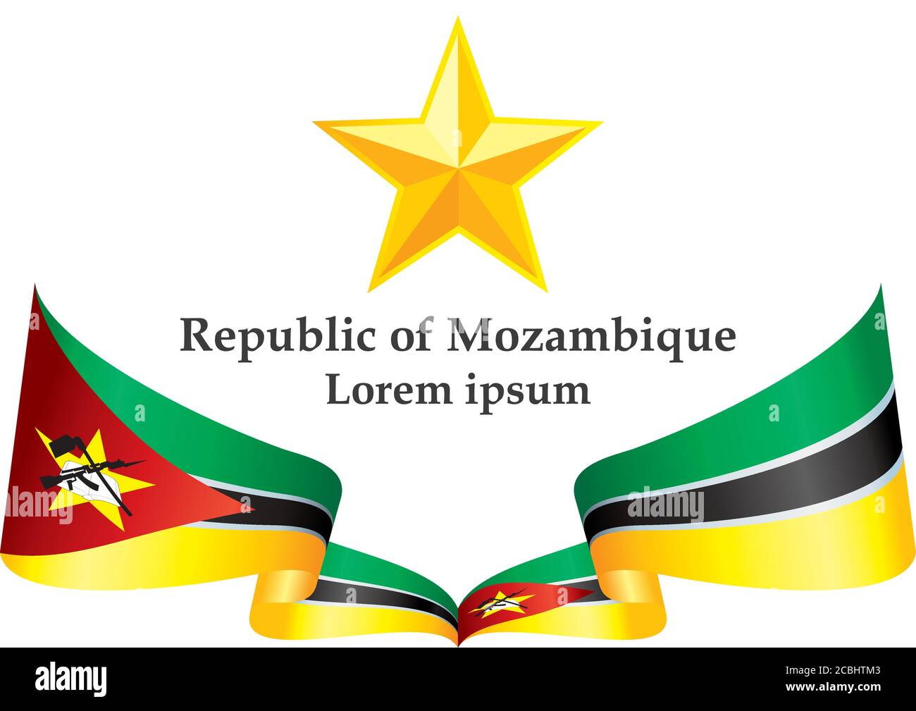 Flag of Mozambique, Republic of Mozambique. Template for award design, an official document with the flag of Mozambique. Bright, colorful vector illus Stock Vector