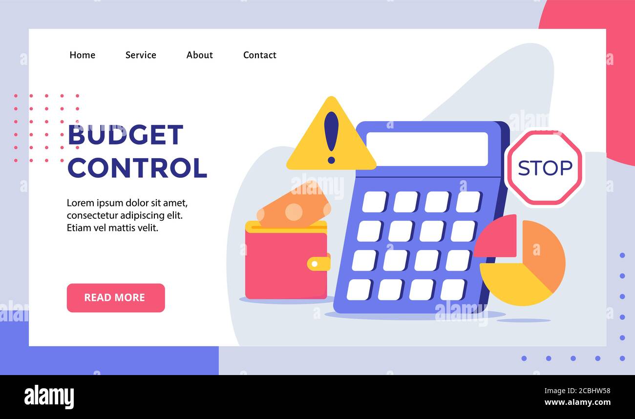 Budget control calculator background of pie chart money campaign for web  website home homepage landing page template banner with modern flat style  Stock Vector Image & Art - Alamy