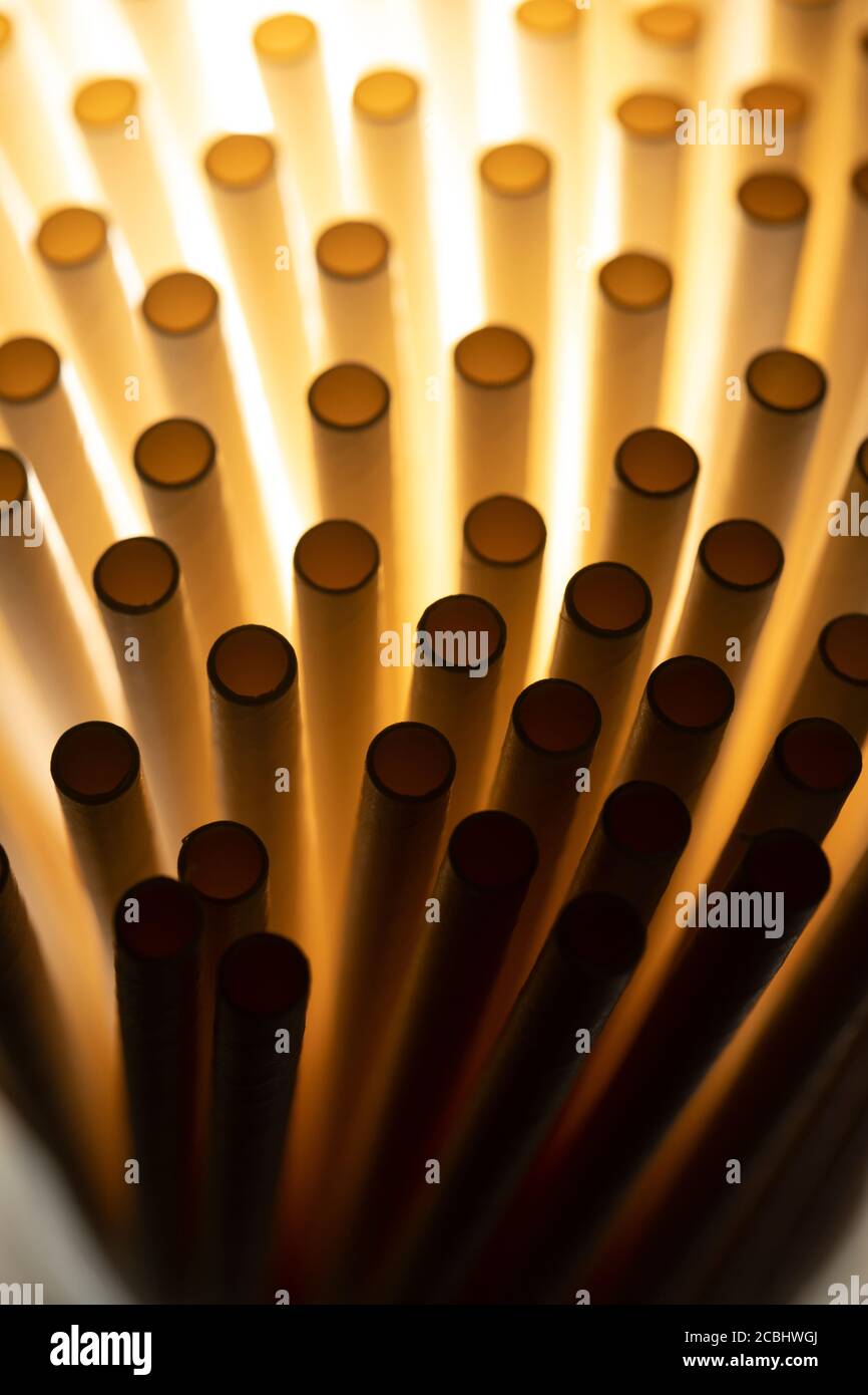 Industrial texture created using paper straws, playing with light Stock Photo