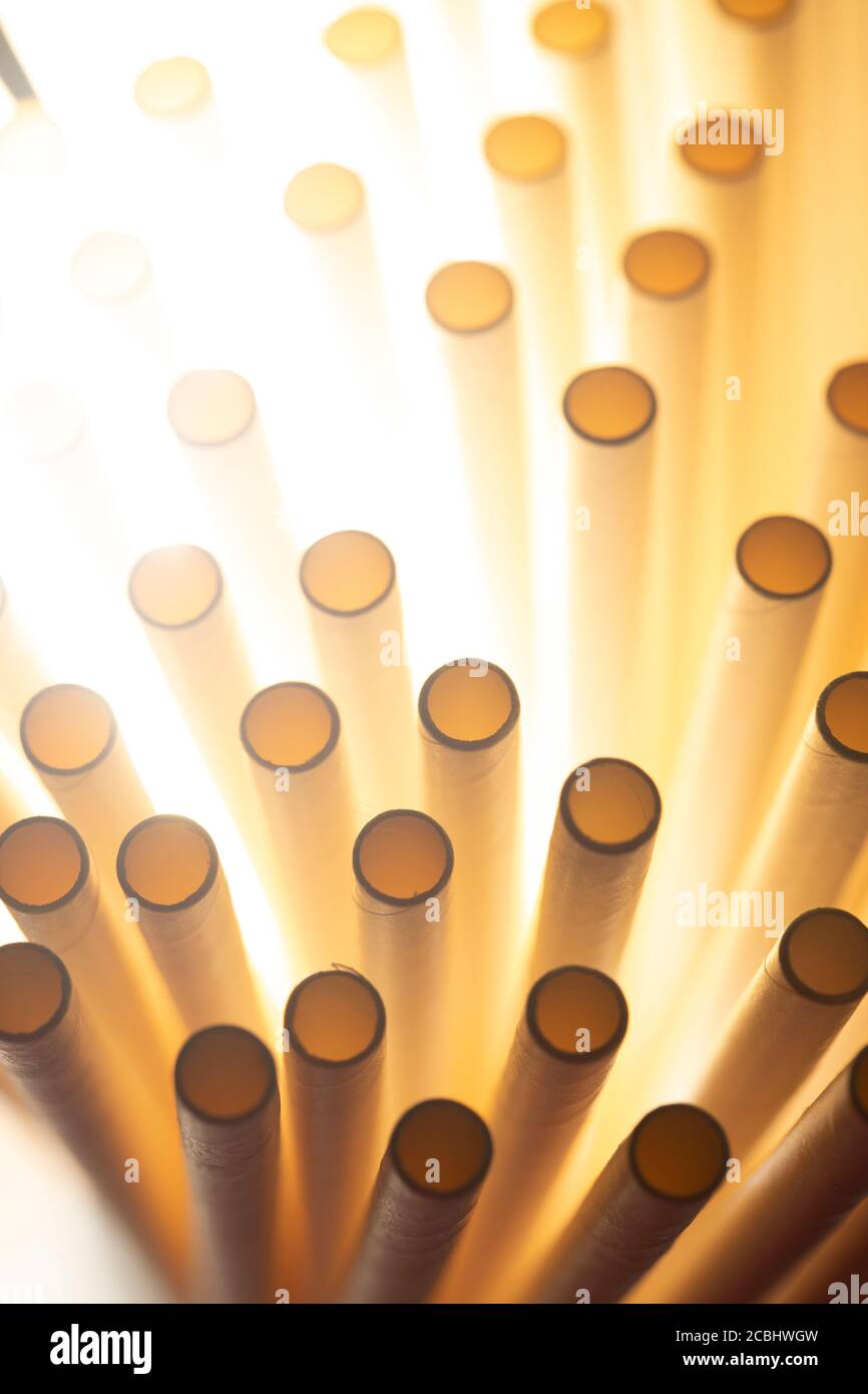 Industrial texture created using paper straws, playing with light Stock Photo