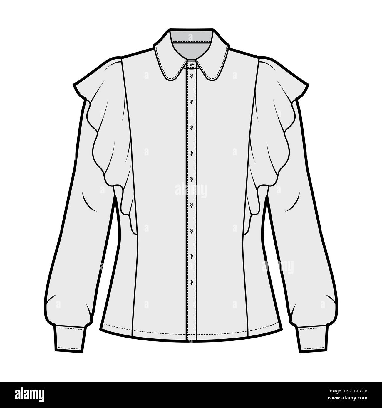 Long sleeve shirts fashion flat sketch template8 Vector Image