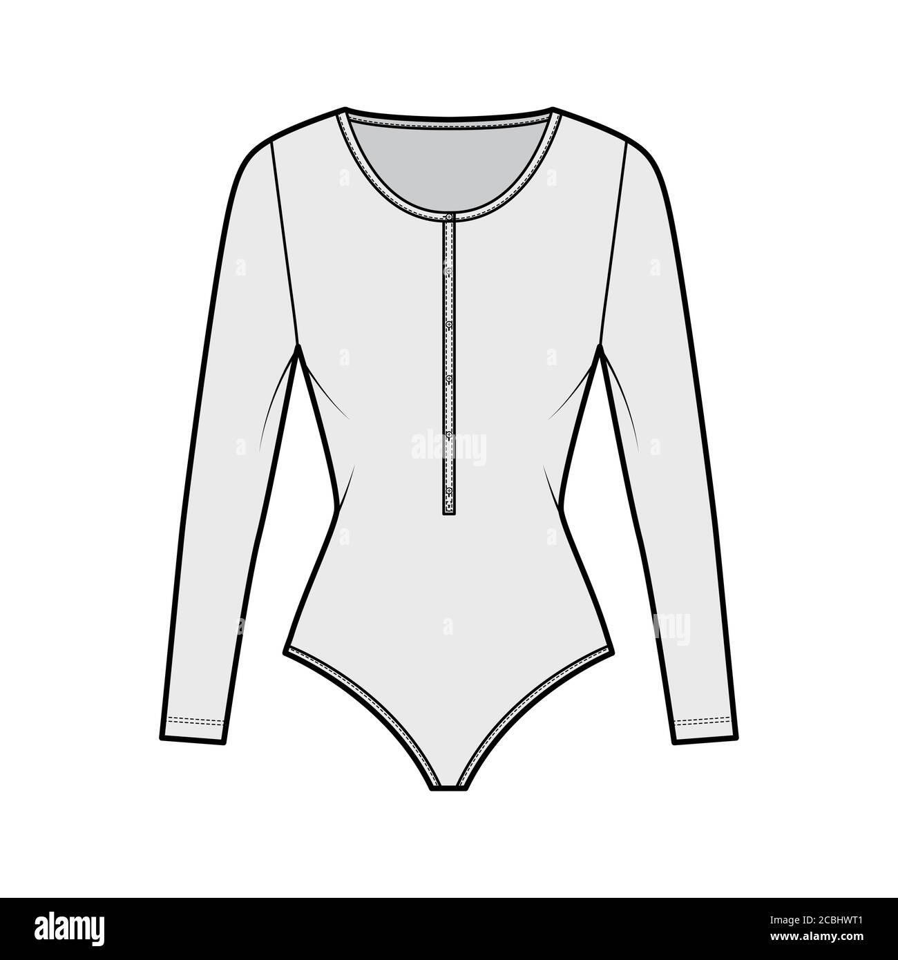 Cottonjersey tshirt bodysuit technical fashion illustration with long