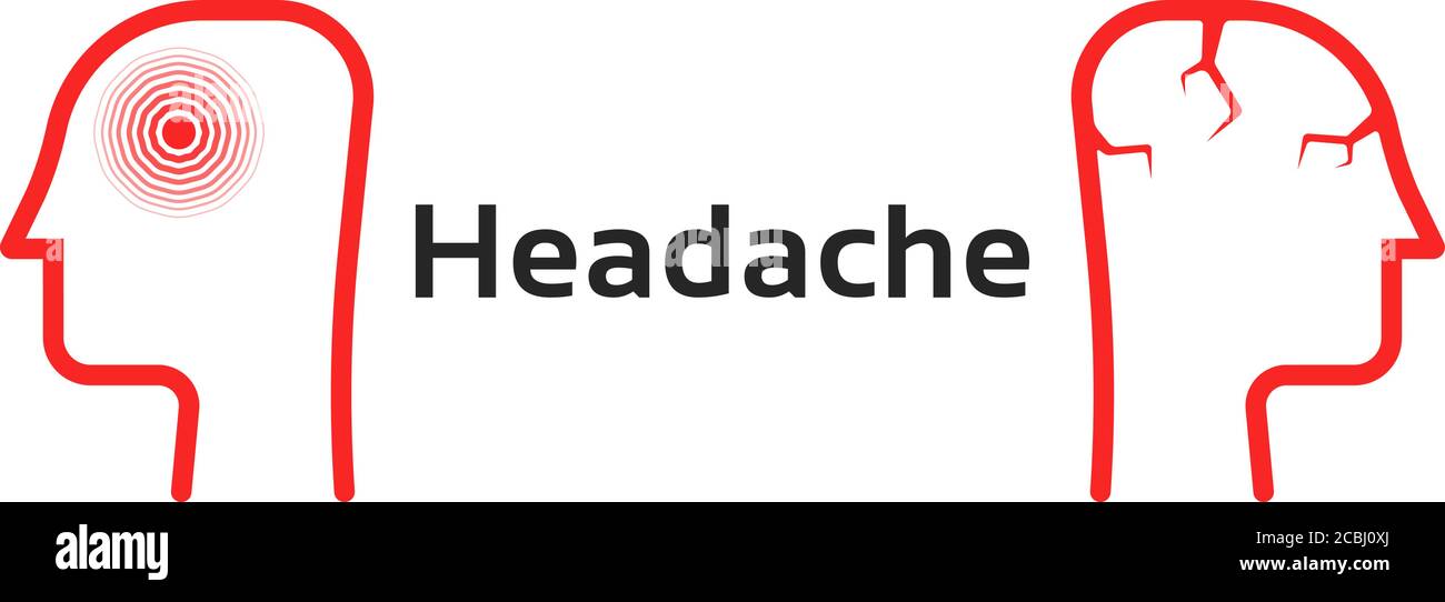 two red headache linear logo Stock Vector