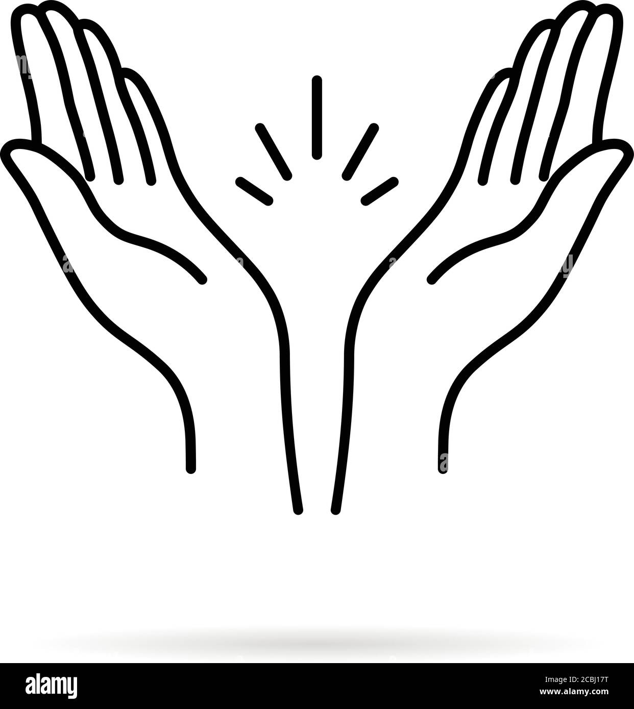 thin line prayer hands or applause Stock Vector