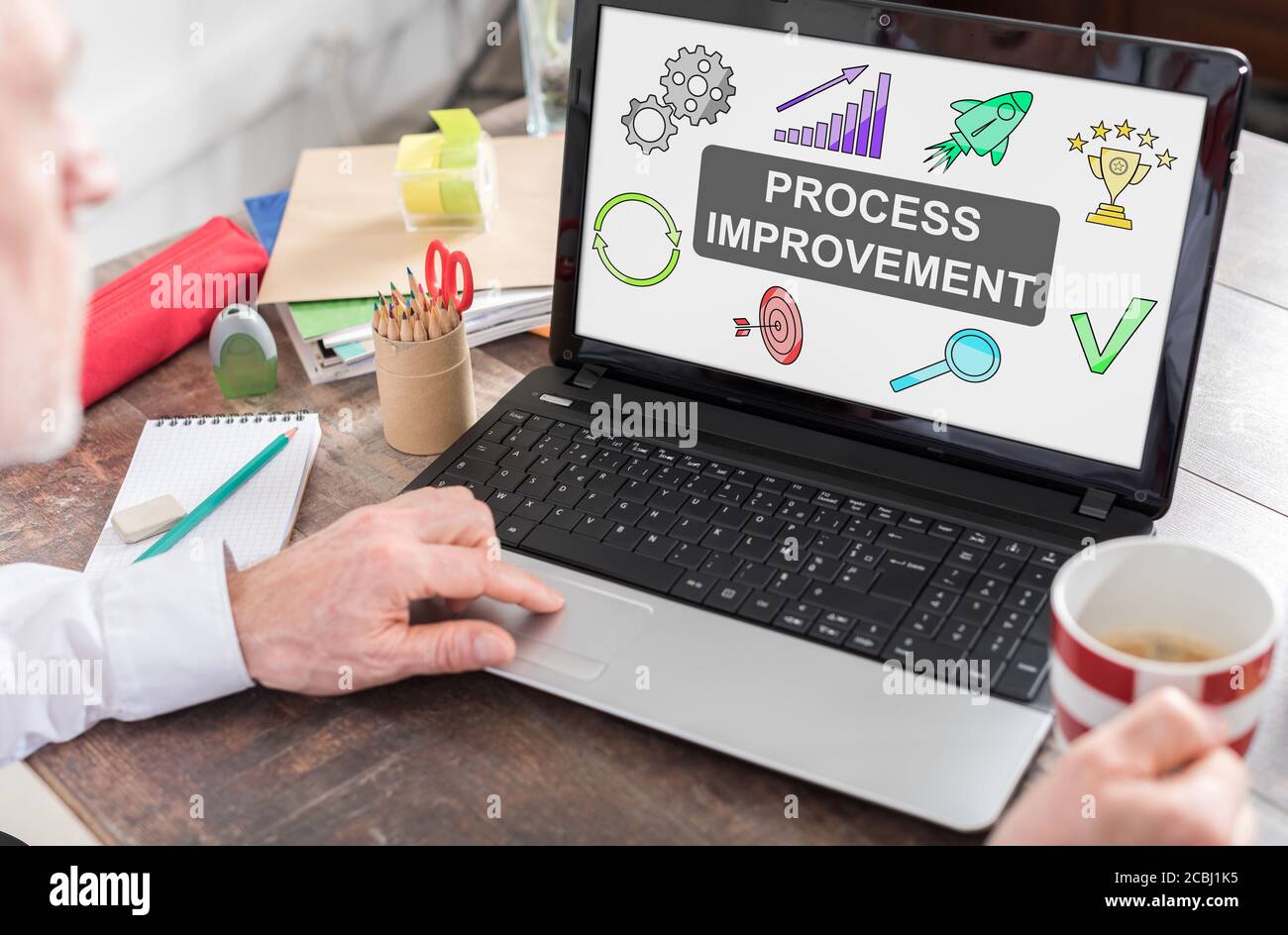 Process improvement concept shown on a laptop screen Stock Photo