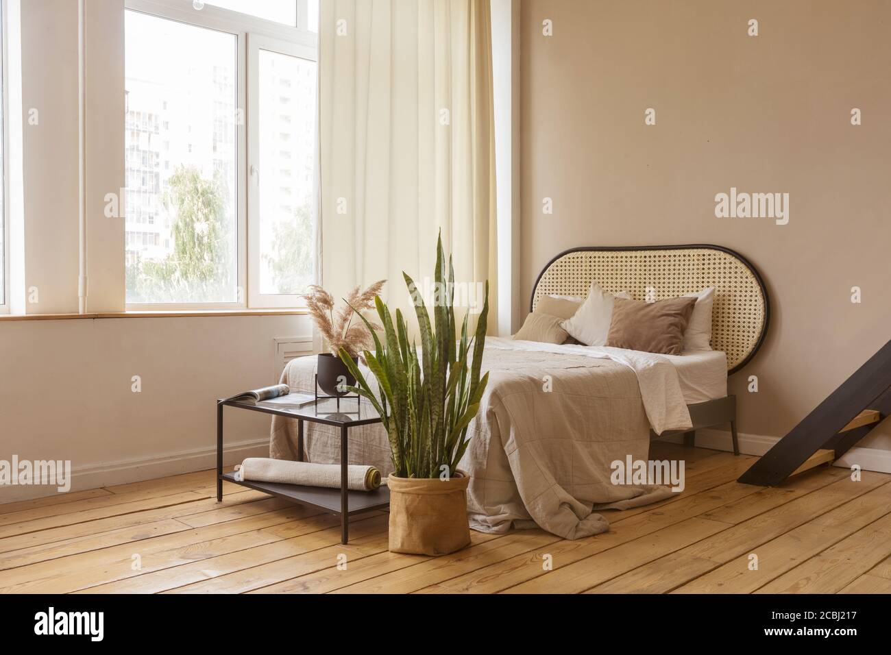 Interior of spacious bedroom at home Stock Photo
