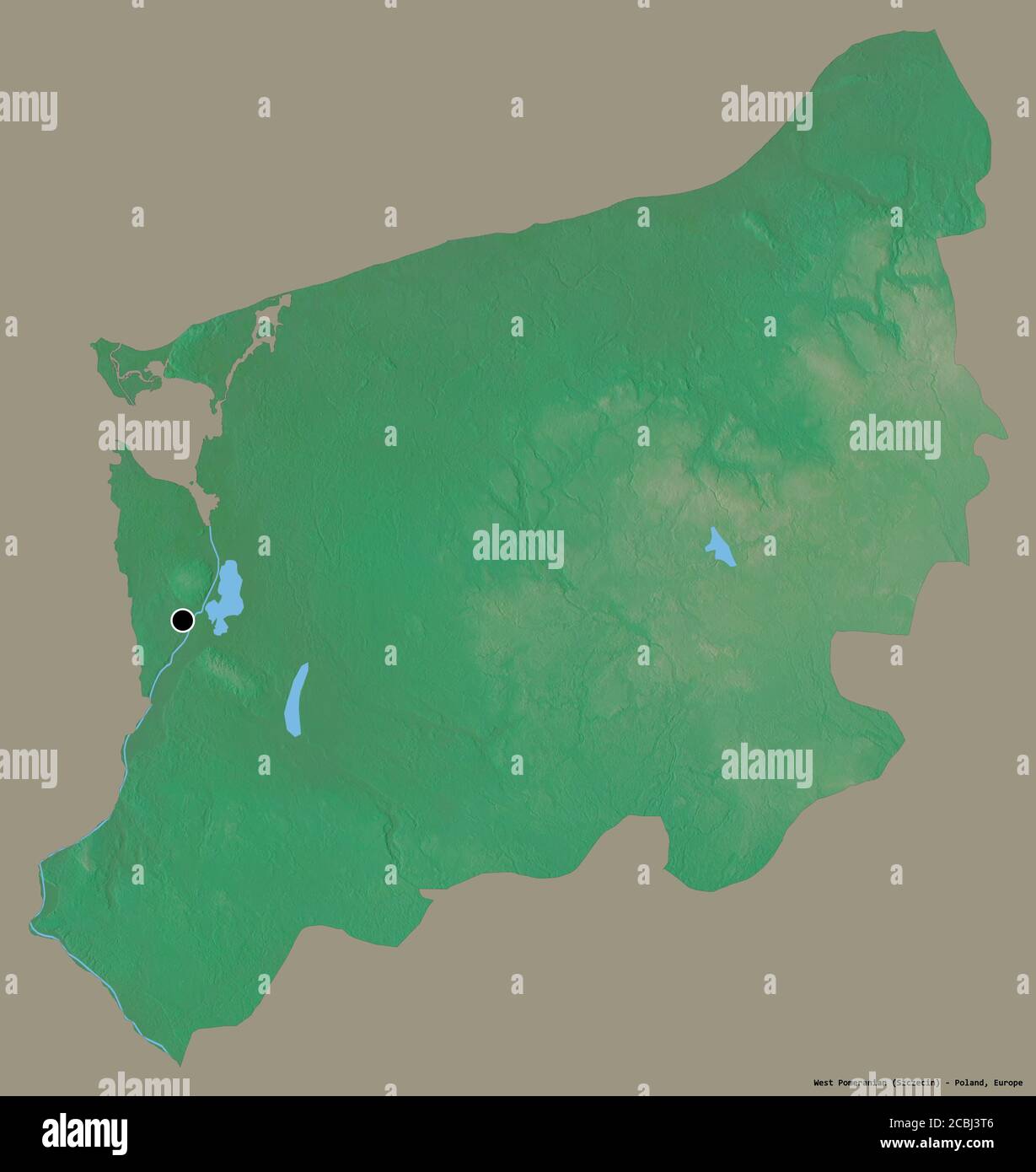 Shape of West Pomeranian, voivodeship of Poland, with its capital ...