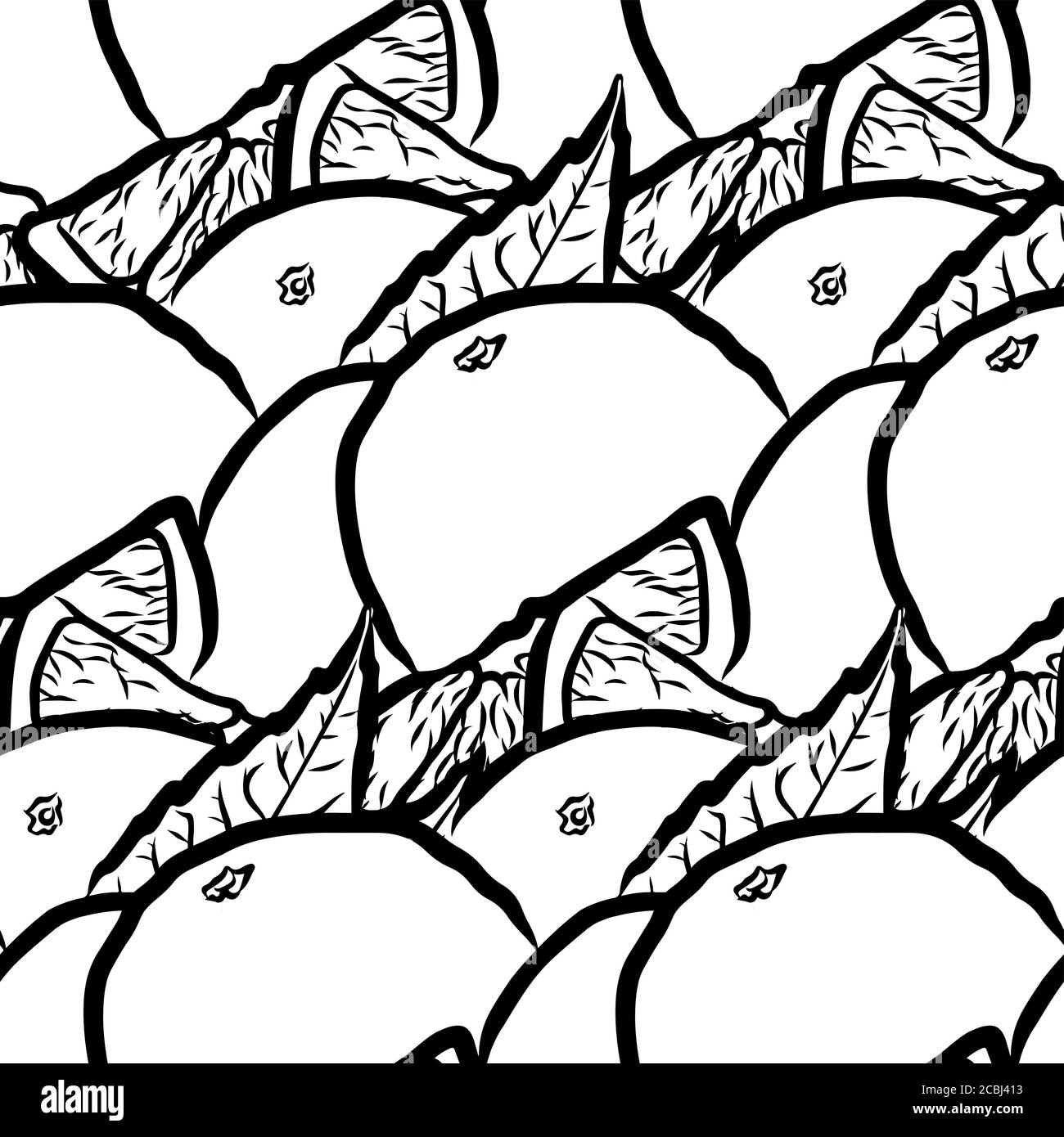 Handdrawn Oranges seamless pattern. Black and white hand drawn illustration. Icon sign for print and labelling. Stock Vector