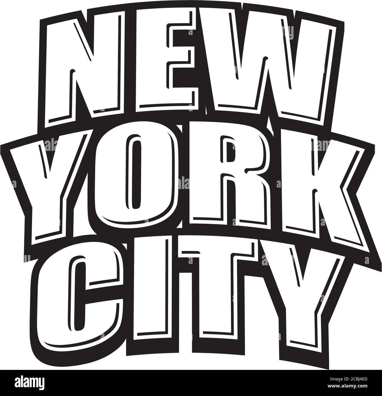 New York City lettering compostition. Black and white hand drawn illustration. Icon sign for print and labelling. Stock Vector