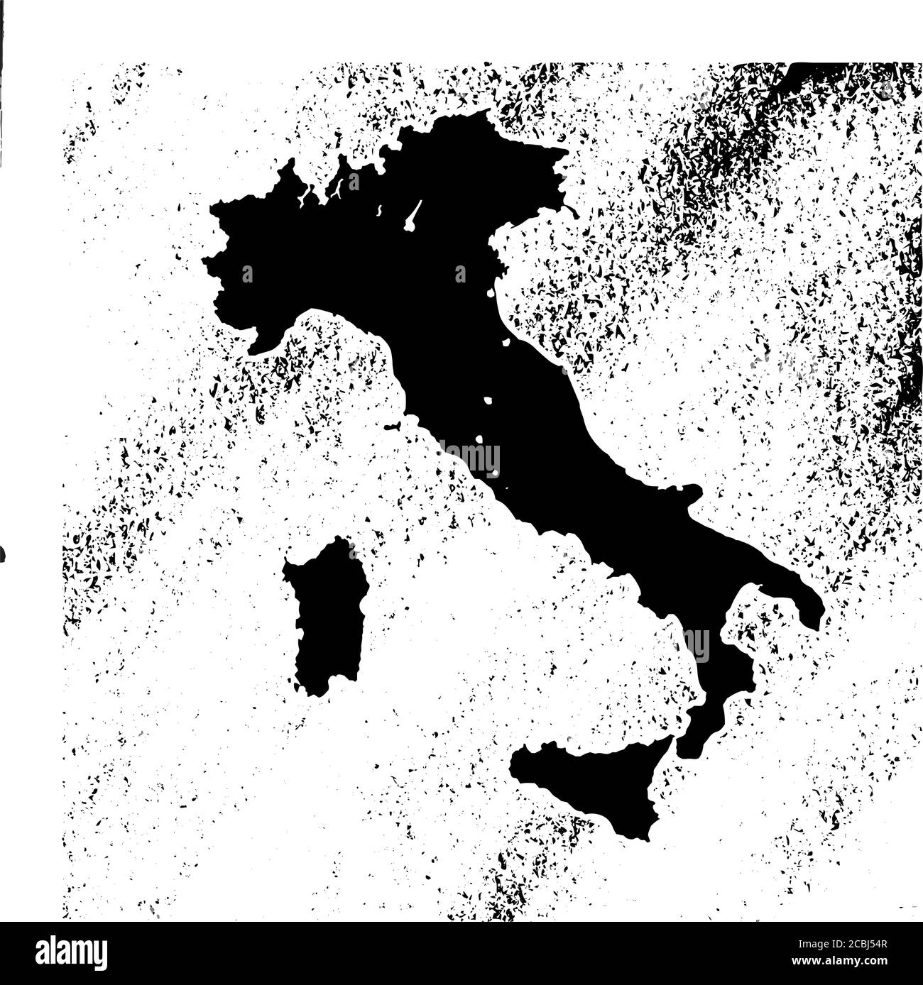 Italian map on vintage background. Black and white hand drawn illustration. Icon sign for print and labelling. Stock Vector