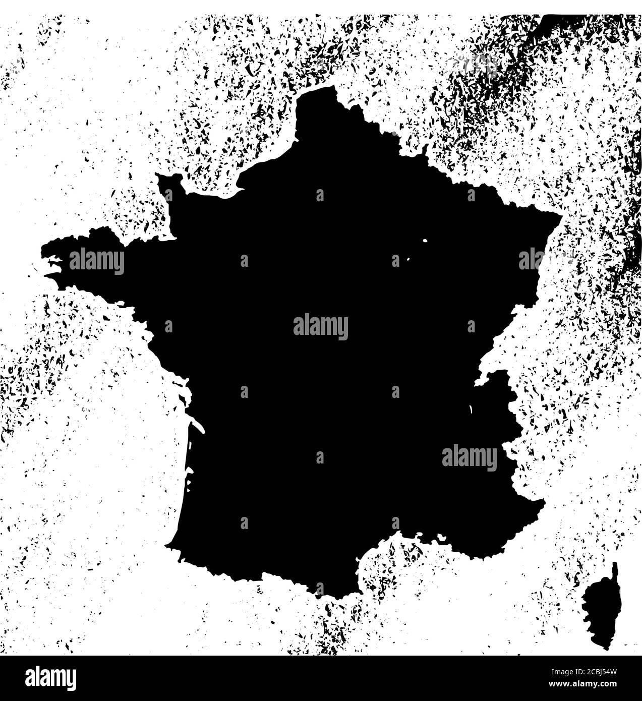 France map on vintage background. Black and white hand drawn illustration. Icon sign for print and labelling. Stock Vector
