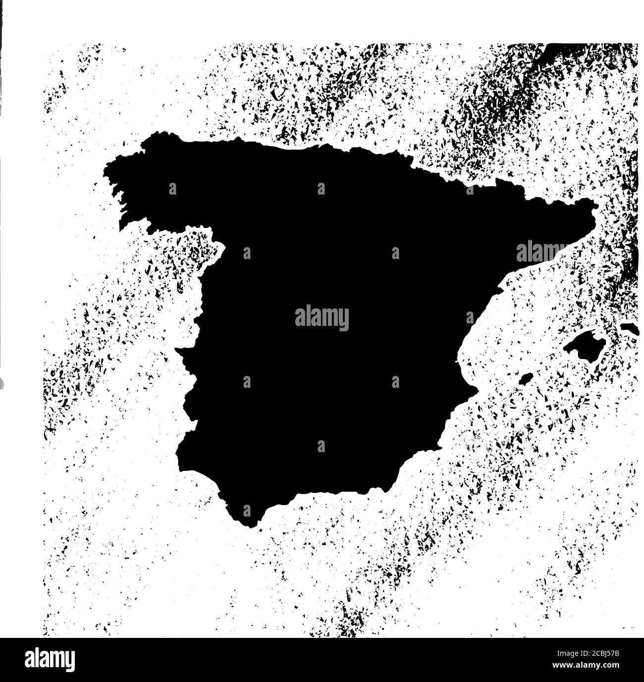 Spanish map on vintage background. Black and white hand drawn illustration. Icon sign for print and labelling. Stock Vector