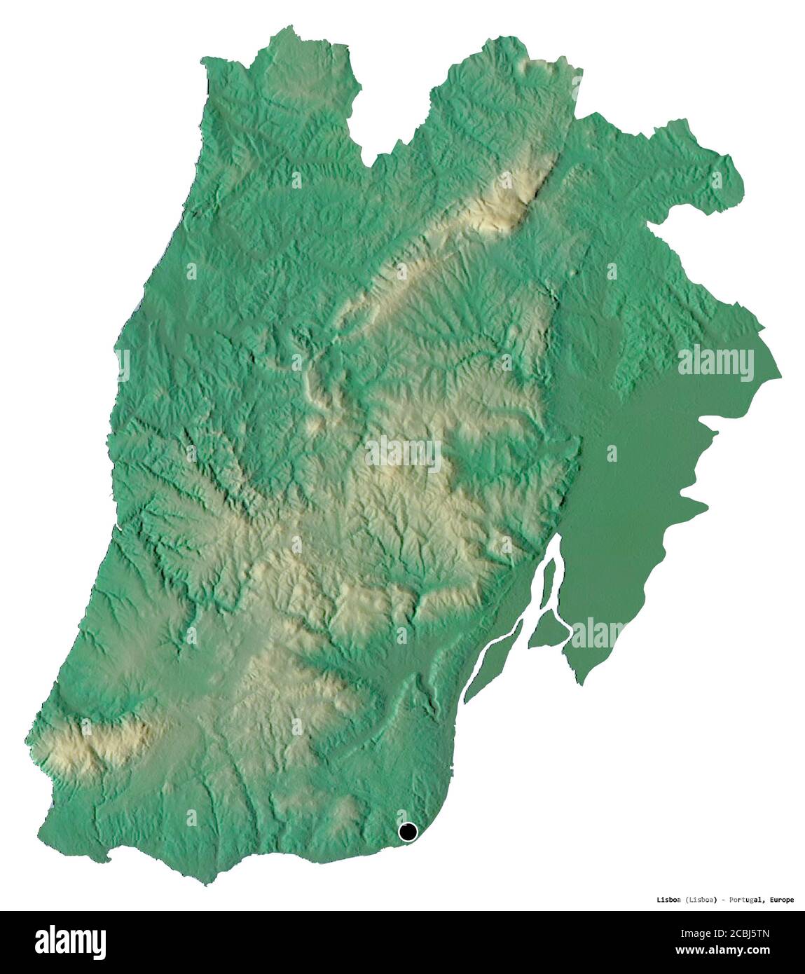 Shape of Lisboa, district of Portugal, with its capital isolated on