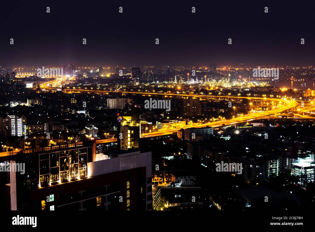 Bangkok city scape at night background. Bangkok metropolis capital city in Thailand , Asia's most rating tourist destination. Stock Photo