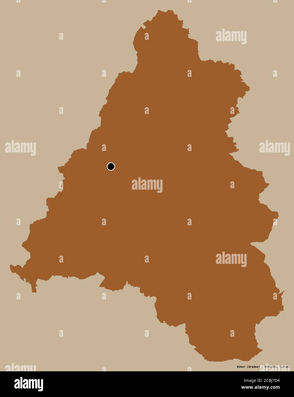 Biharia Shape of Bihor, county of Romania, with its capital isolated on a solid ...