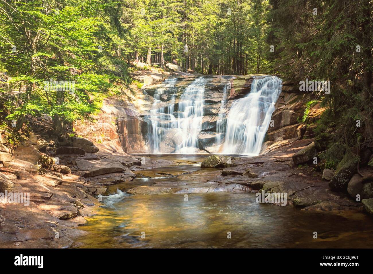 waterfalls on the river - Mumlava Waterfall, Krkonose National Park, Czech republic Stock Photo
