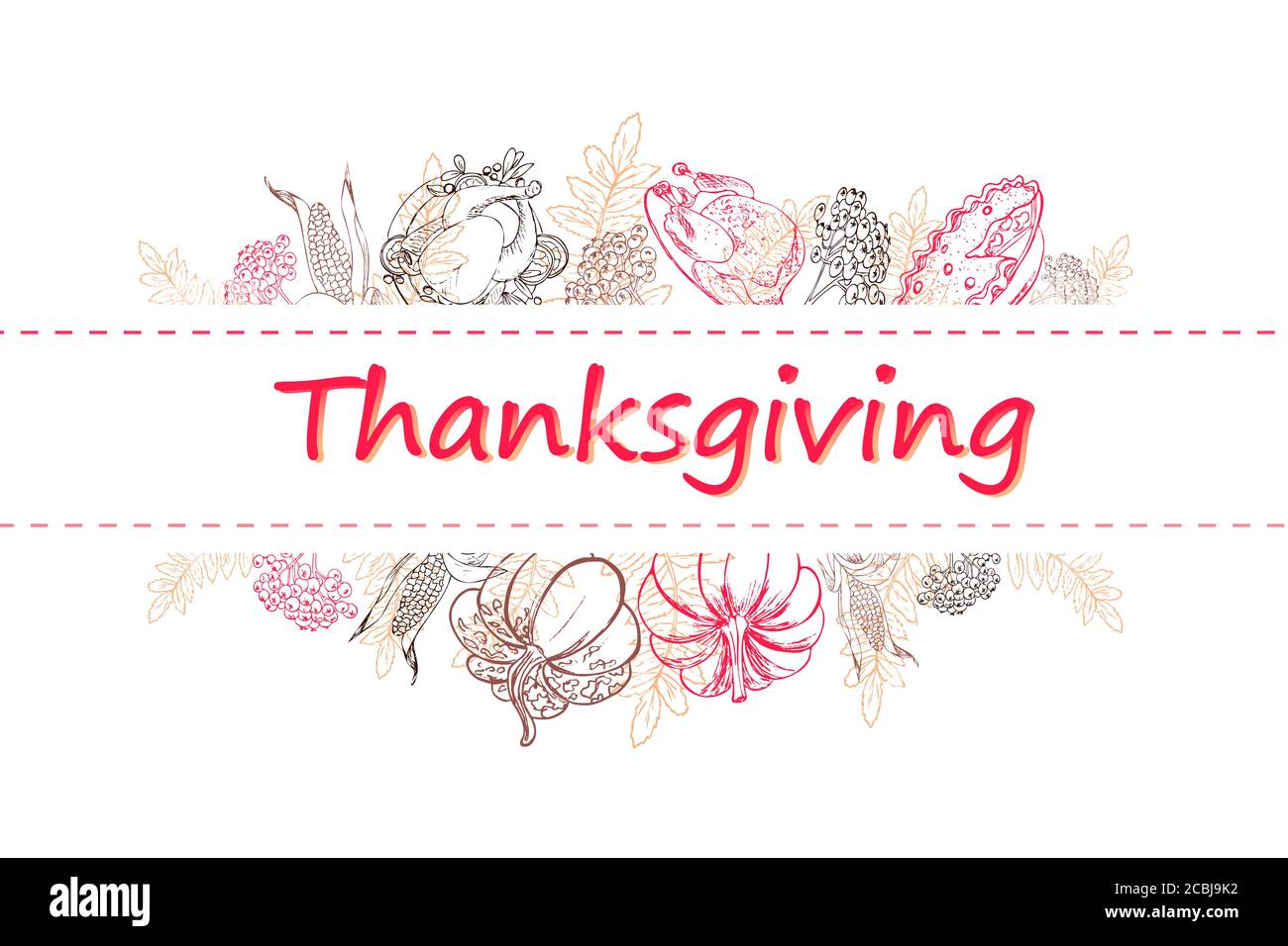 Thanksgiving typography. Hand drawn vector illustration with pumpkins ...