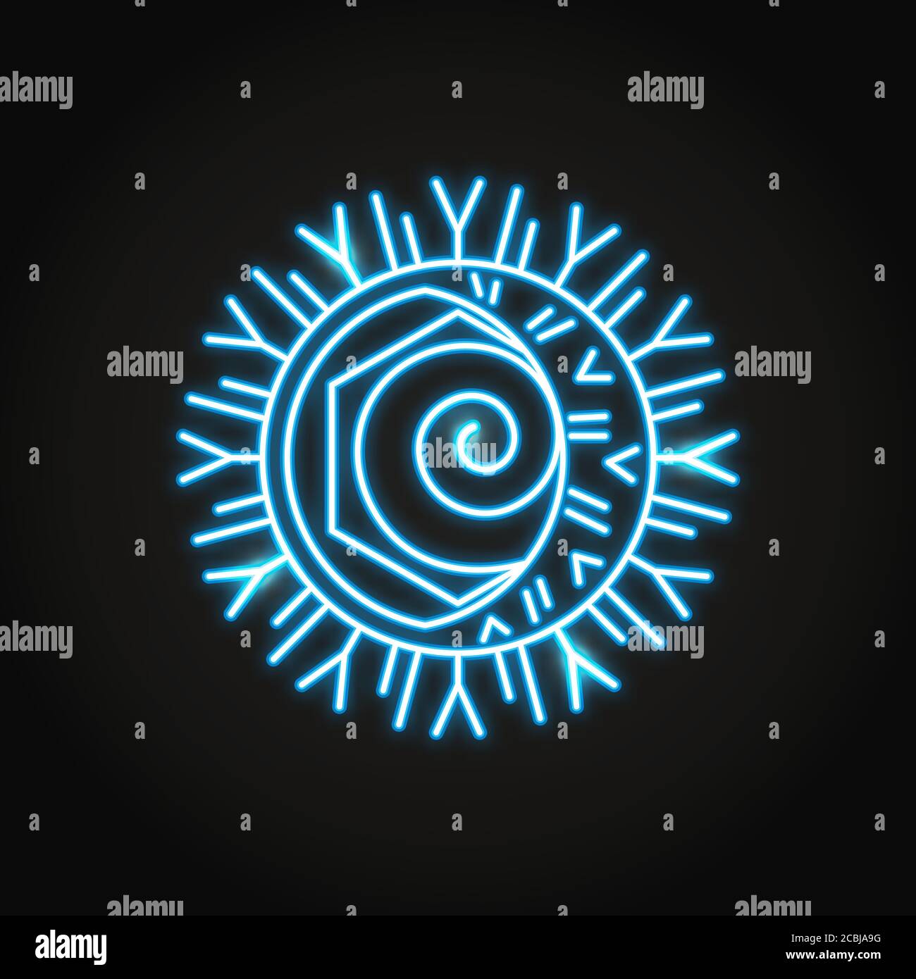 Neon herpes simplex icon in line style. Virus cell symbol. Vector ...