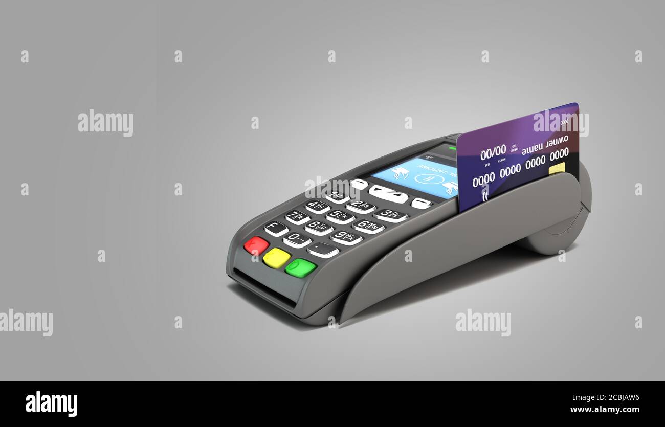 contactless payment by credit card through the terminal 3d render on ...