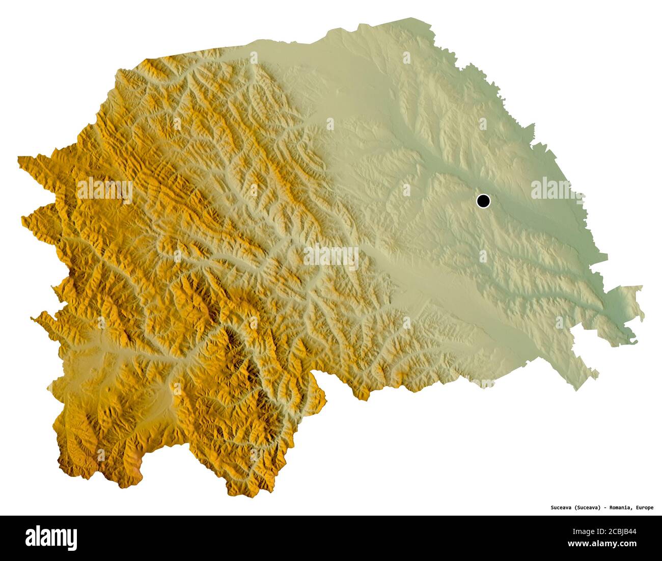 Graduation album make worse fear Shape of Suceava, county of Romania, with its capital isolated on white  background. Topographic relief map. 3D rendering Stock Photo - Alamy