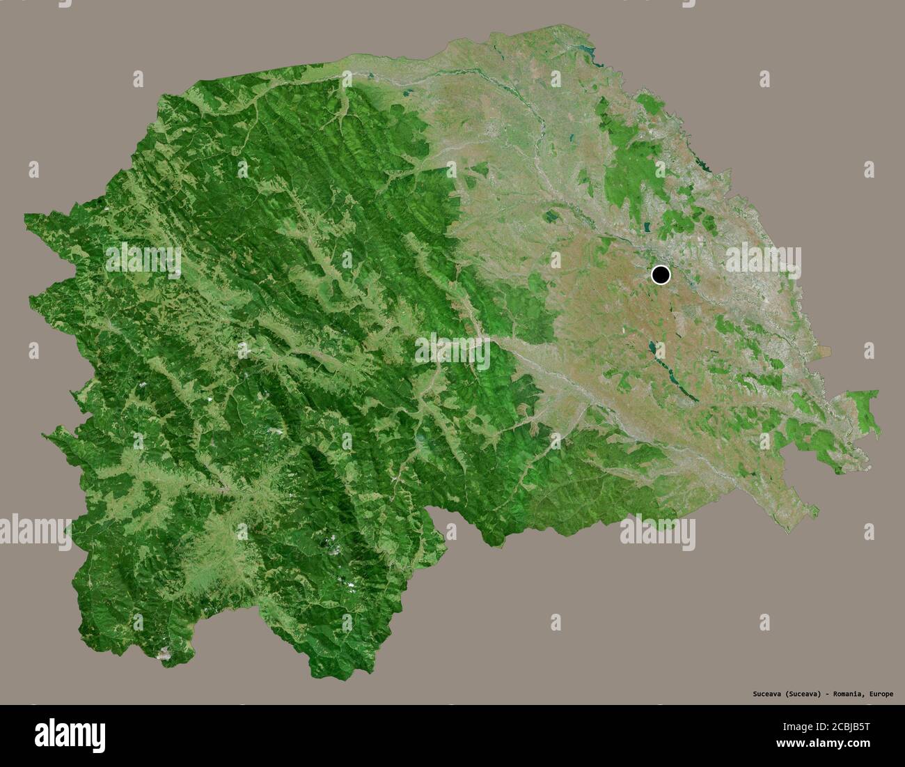traffic Available Deduct Shape of Suceava, county of Romania, with its capital isolated on a solid  color background. Satellite imagery. 3D rendering Stock Photo - Alamy
