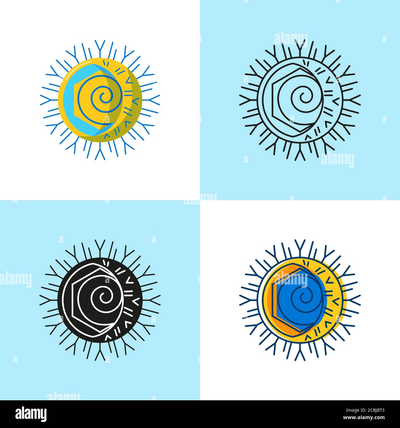 Herpes simplex icon set in flat and line style. Virus cell symbols ...