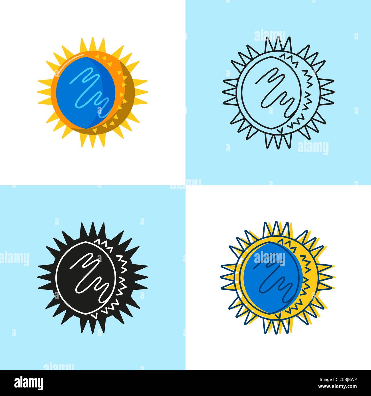 Rhinovirus icon set in flat and line style. Virus cell symbols collection. Vector illustration. Stock Vector