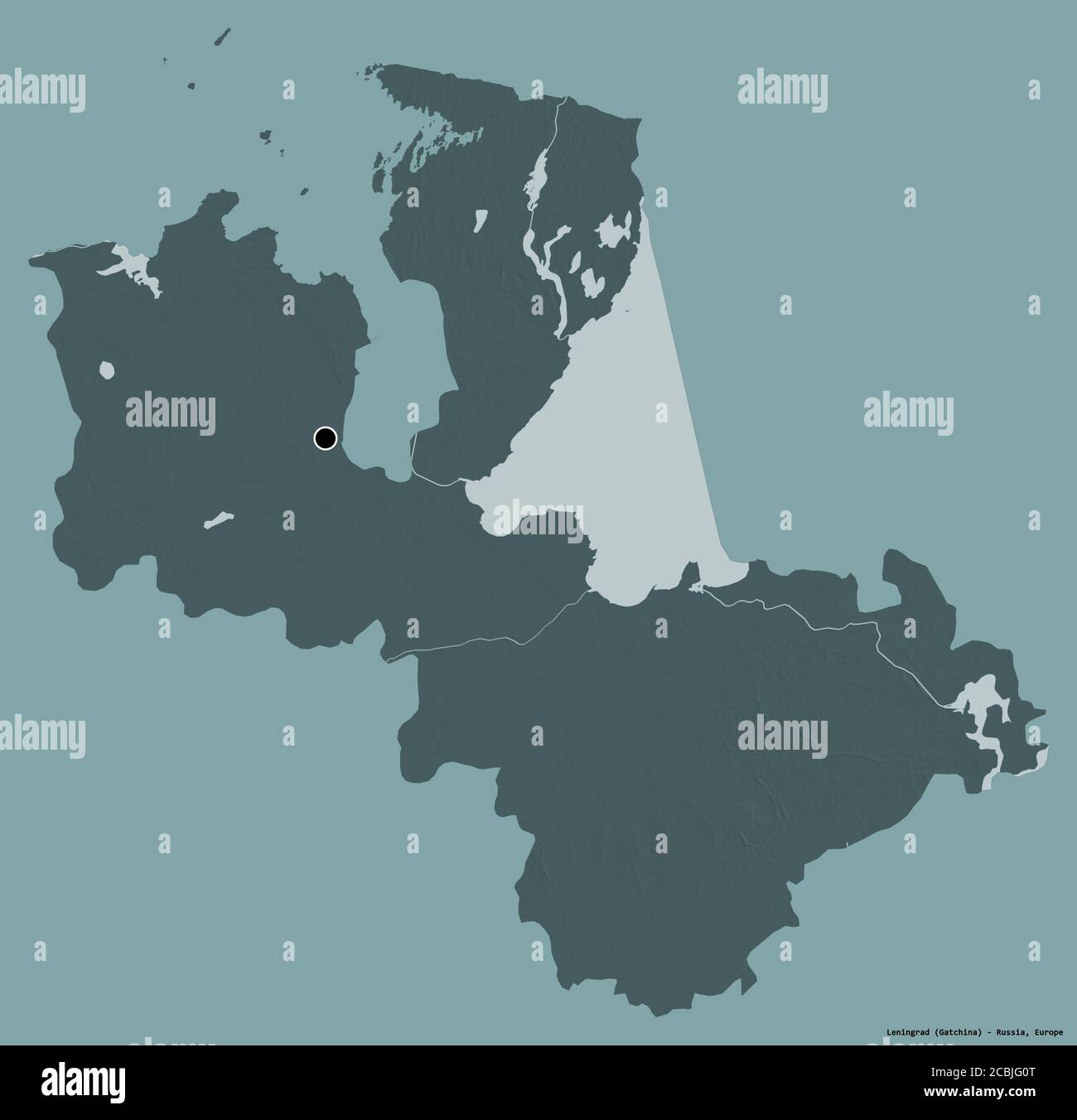 Shape Of Leningrad Region Of Russia With Its Capital Isolated On A Shape Of Leningrad Region Of Russia With Its Capital Isolated On A Solid Color Background Colored Elevation Map 3d Rendering 2CBJG0T 