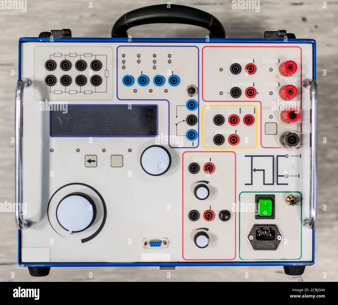 Relay test set equipment. Relay and protection testing. Close up Stock