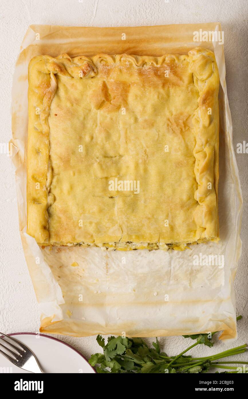 Homemade australian pie. Homemade pie with filling.top Stock Photo - Alamy