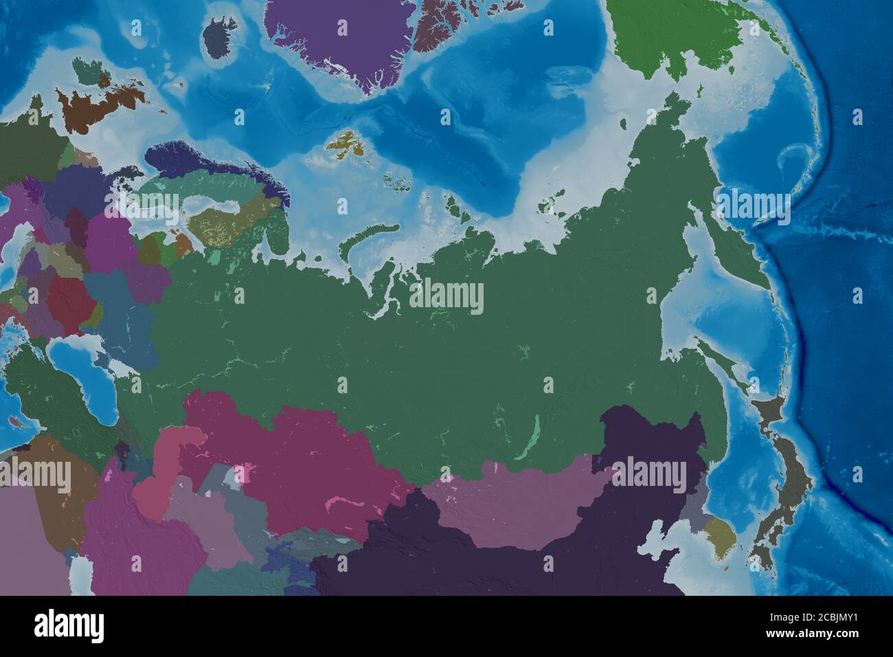 Extended Area Of Russia Colored Elevation Map 3D Rendering Stock Extended Area Of Russia Colored Elevation Map 3d Rendering 2CBJMY1 
