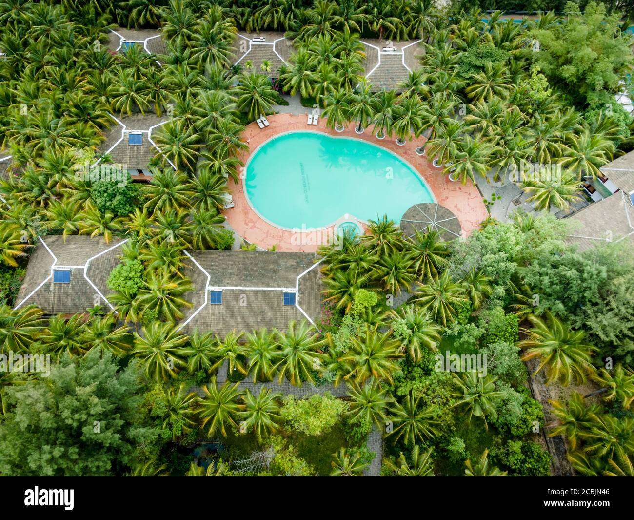 Lang Co Resort, Thua Thien Hue Province, Vietnam - August 3, 2020: Image of Lang Co Tourist Area in Khanh Hoa Province, Vietnam viewed from above. Thi Stock Photo
