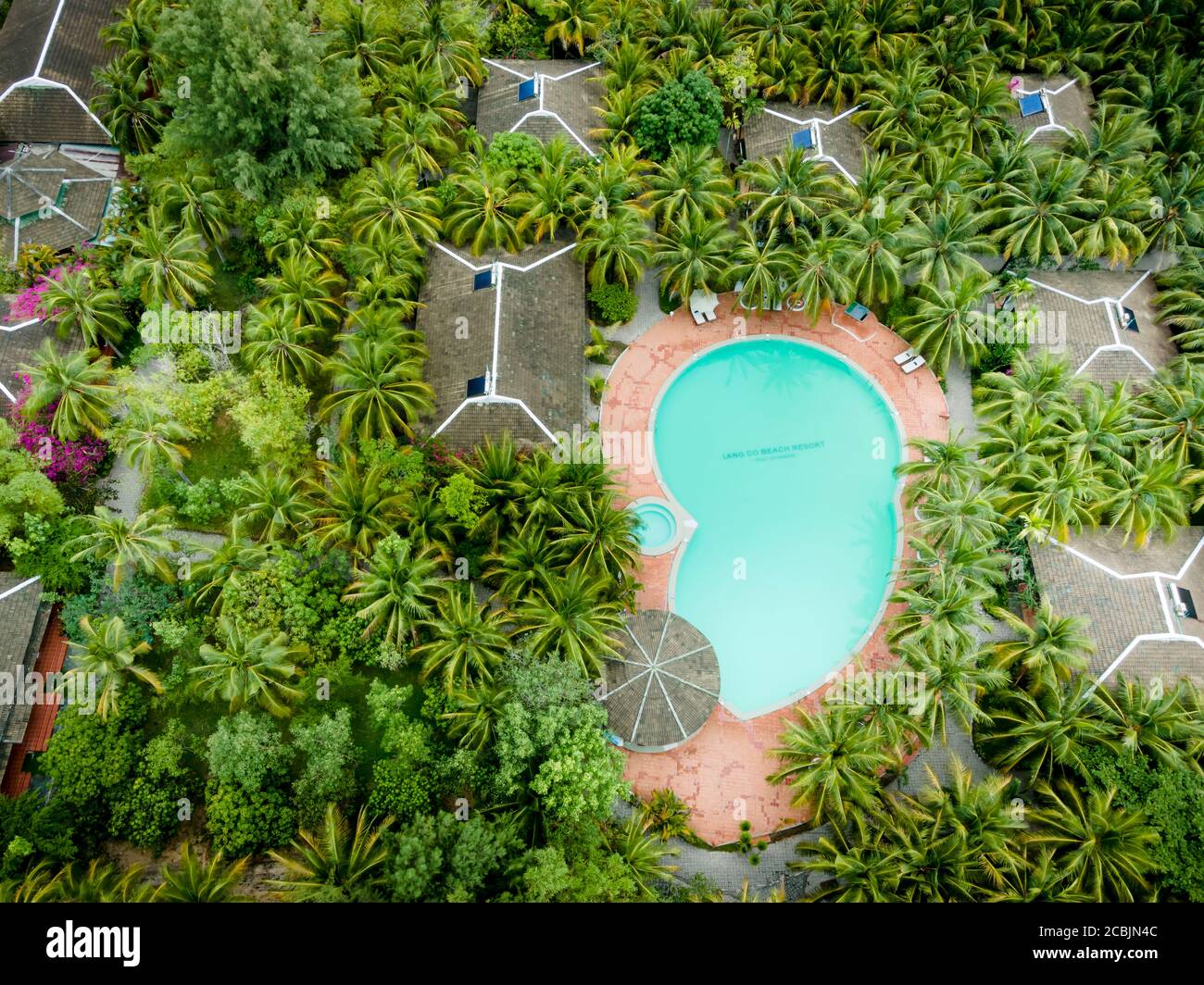 Lang Co Resort, Thua Thien Hue Province, Vietnam - August 3, 2020: Image of Lang Co Tourist Area in Khanh Hoa Province, Vietnam viewed from above. Thi Stock Photo