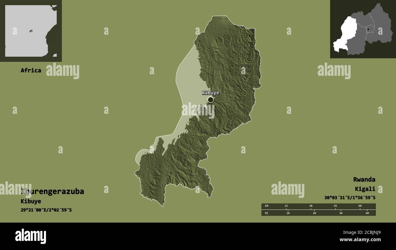 Kabeza Map Shape of Iburengerazuba, province of Rwanda, and its capital. Distance ...