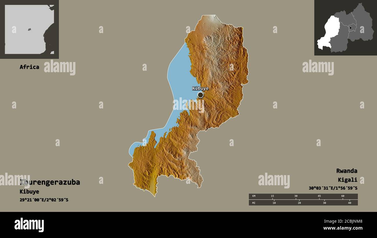 Kabeza Map Shape of Iburengerazuba, province of Rwanda, and its capital. Distance ...