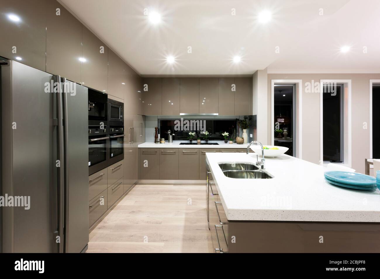 Interior shot of modern and luxury kitchen design Stock Photo - Alamy