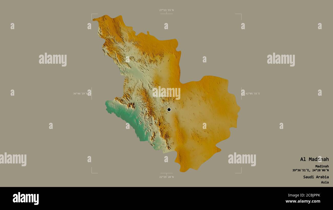 Area of Al Madinah, region of Saudi Arabia, isolated on a solid ...