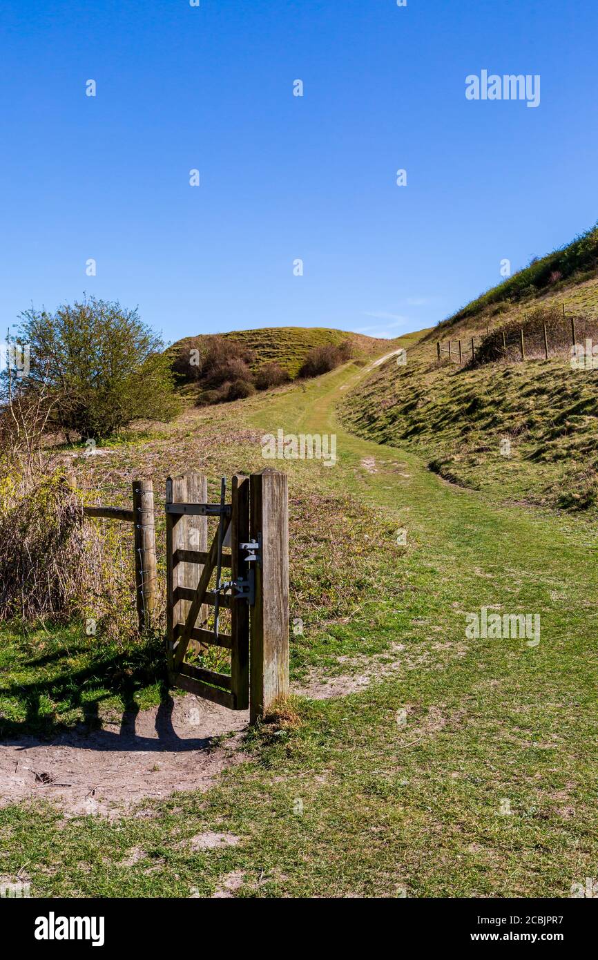 A view on Malling Down near Lewes, on a sunny spring day Stock Photo