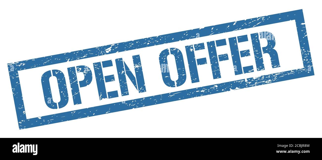 OPEN OFFER blue grungy rectangle stamp sign Stock Photo Alamy