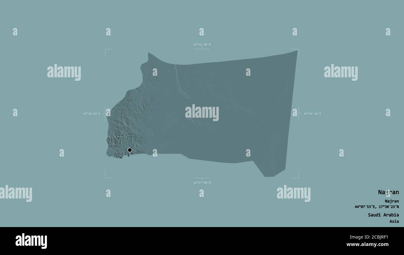Najran Raster Data Map Area of Najran, region of Saudi Arabia, isolated on a solid background ...